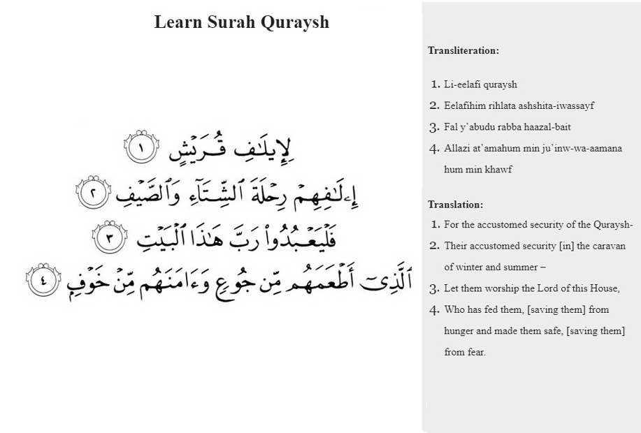 Surah Quraysh from Holy Quran